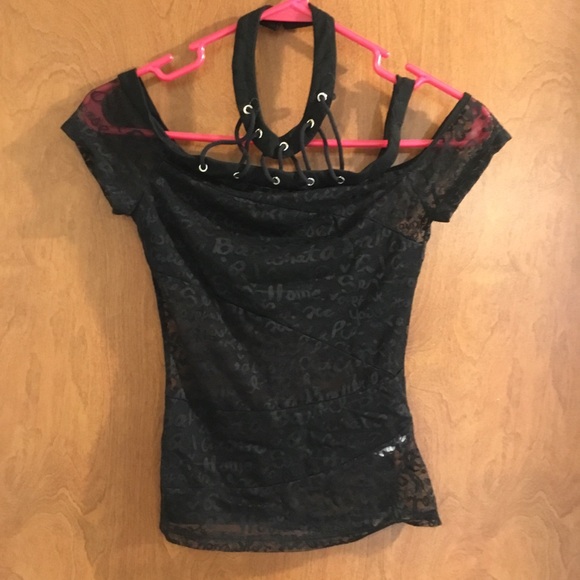 SHEIN Black Fitted Embellished Blouse - Picture 1 of 8